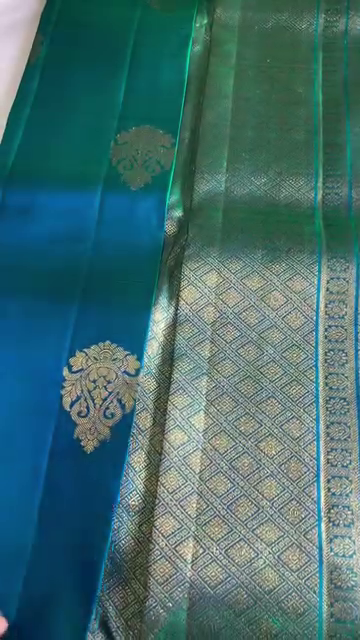 Golden Peacock Teal Saree