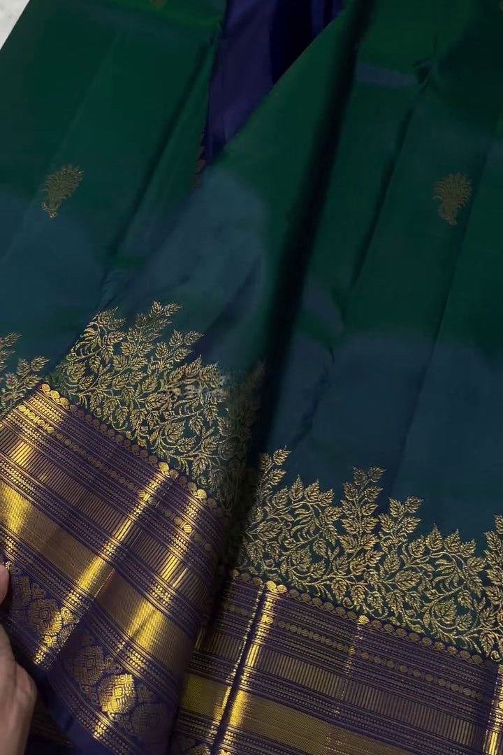 Anviti - Peacock Mango Silk Saree main image 1