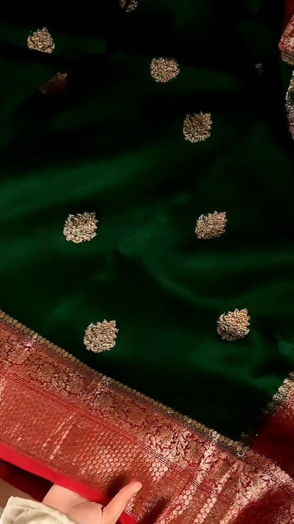 Ruby Green Silk Saree
