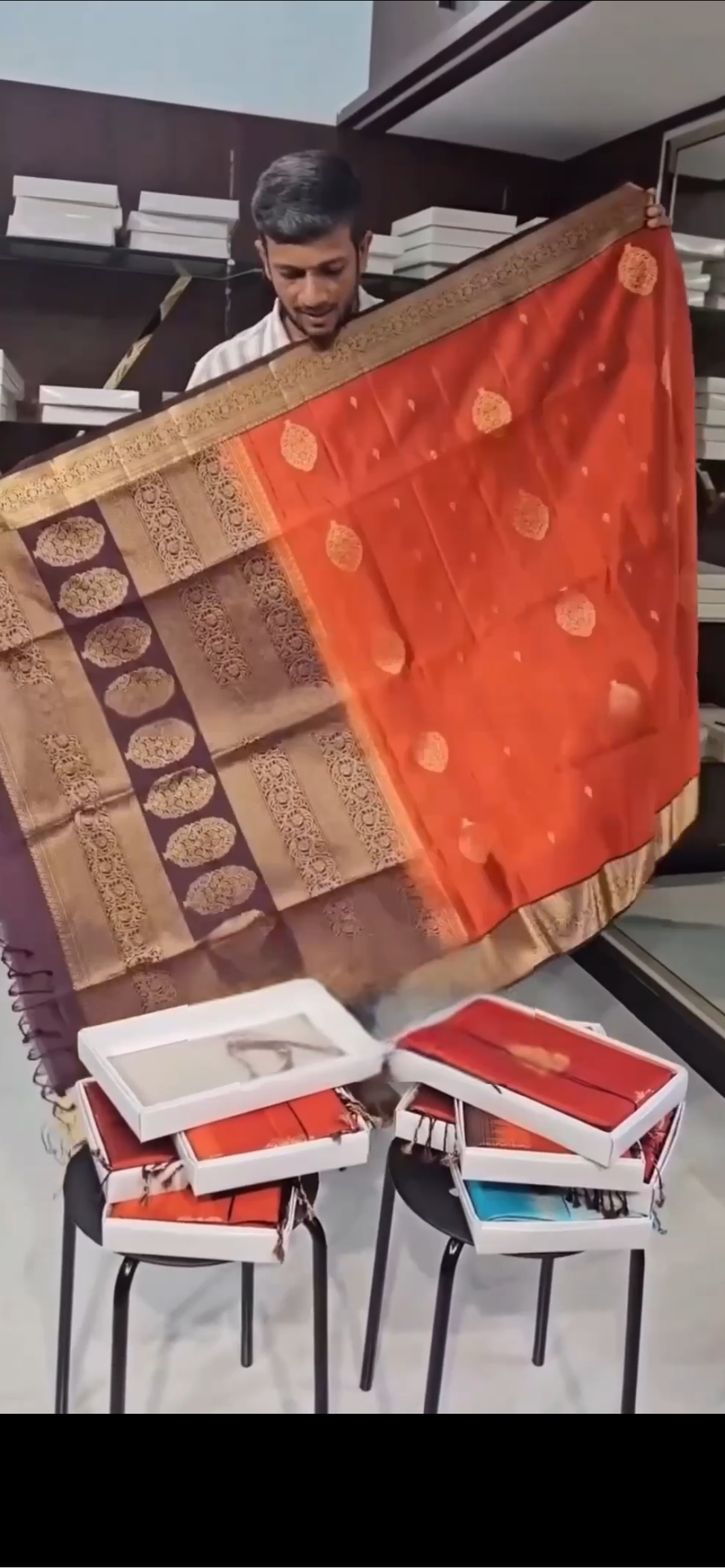 Rust Brown Heritage Saree