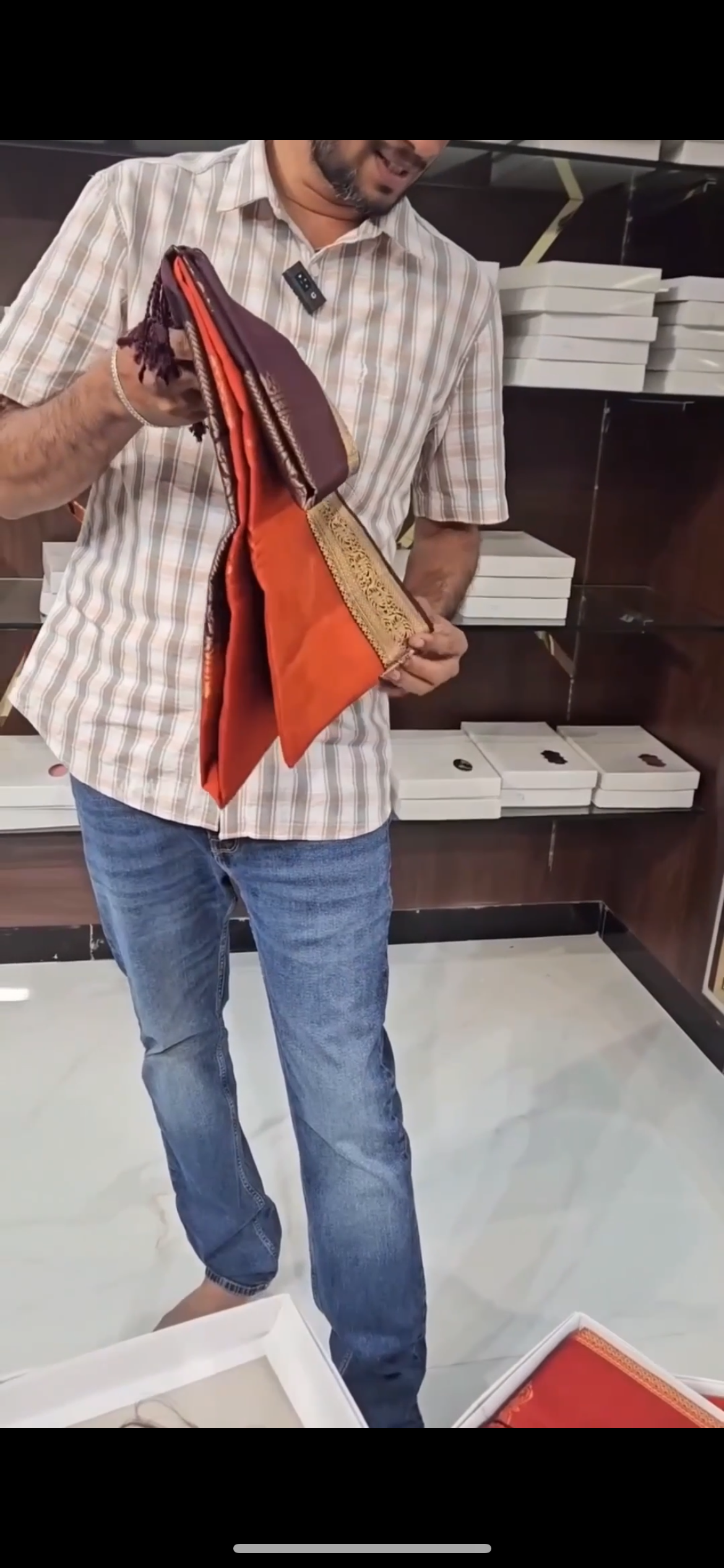 Rust Brown Heritage Saree