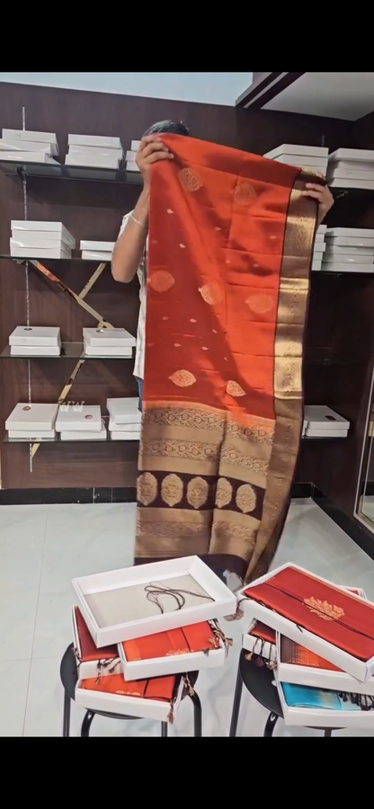 Rust Brown Heritage Saree