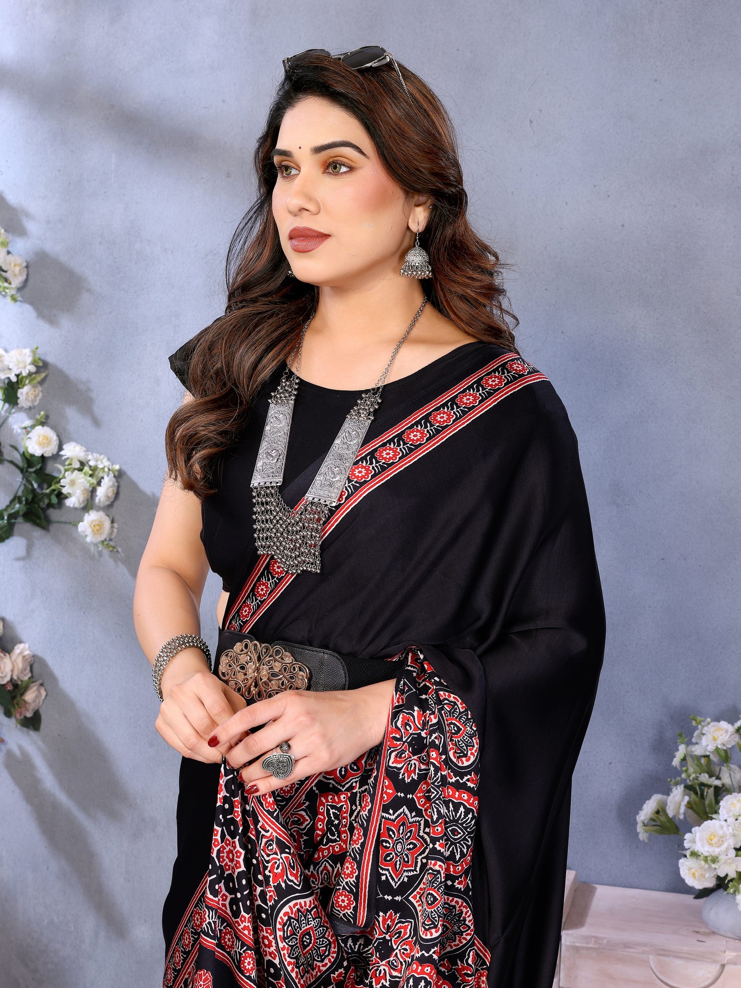 FM-Black Printed Saree